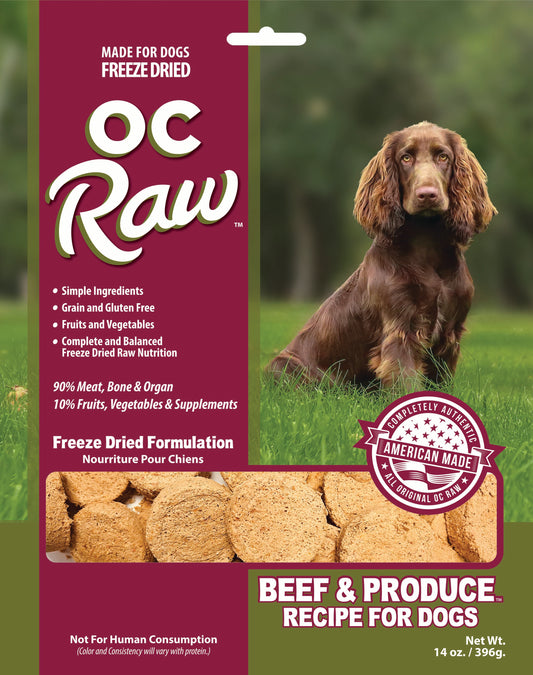 OC Raw Dog Freeze Dried Raw For Dogs - Beef & Produce Sliders 14oz