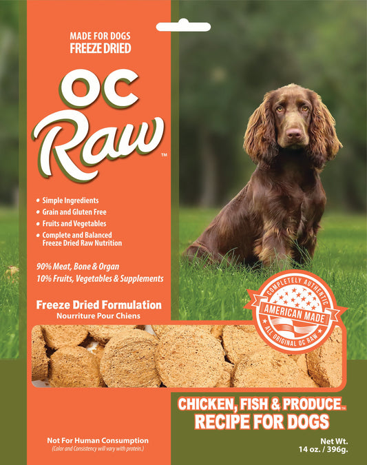 OC Raw Dog Freeze Dried Raw For Dogs - Chicken, Fish & Produce Sliders 14oz