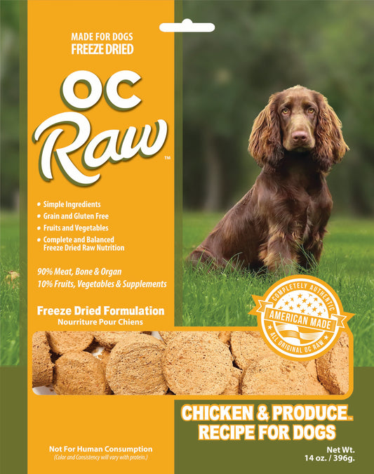 OC Raw Dog Freeze Dried Raw For Dogs - Chicken & Produce Sliders 14oz