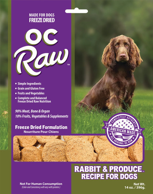 OC Raw Dog Freeze Dried Raw For Dogs - Rabbit & Produce Sliders 14oz