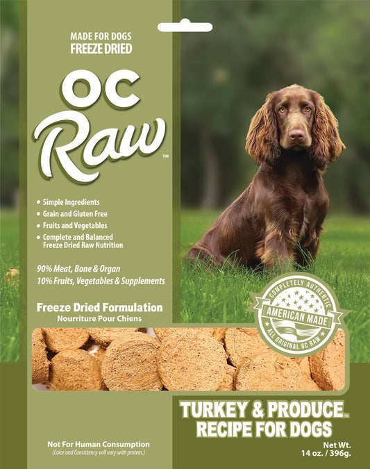 OC Raw Dog Freeze Dried Raw For Dogs - Turkey & Produce Sliders 14oz
