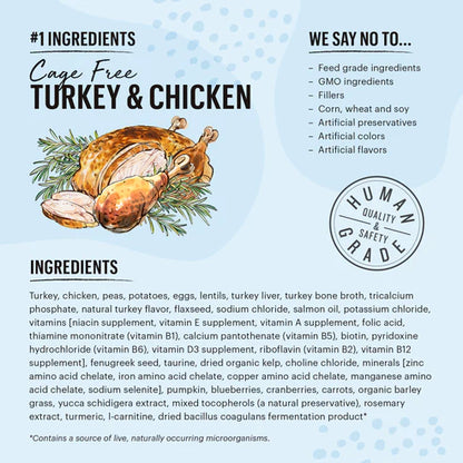 The Honest Kitchen Whole Food Clusters Grain-Free Turkey & Chicken Cat Dry Food- 4lbs