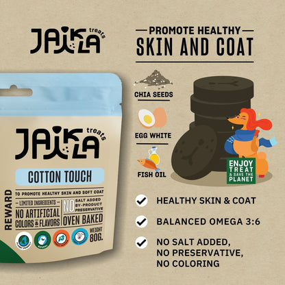 JAIKLA Healthy Dog Treats COTTON TOUCH (Healthy Skin and Coat) 80g