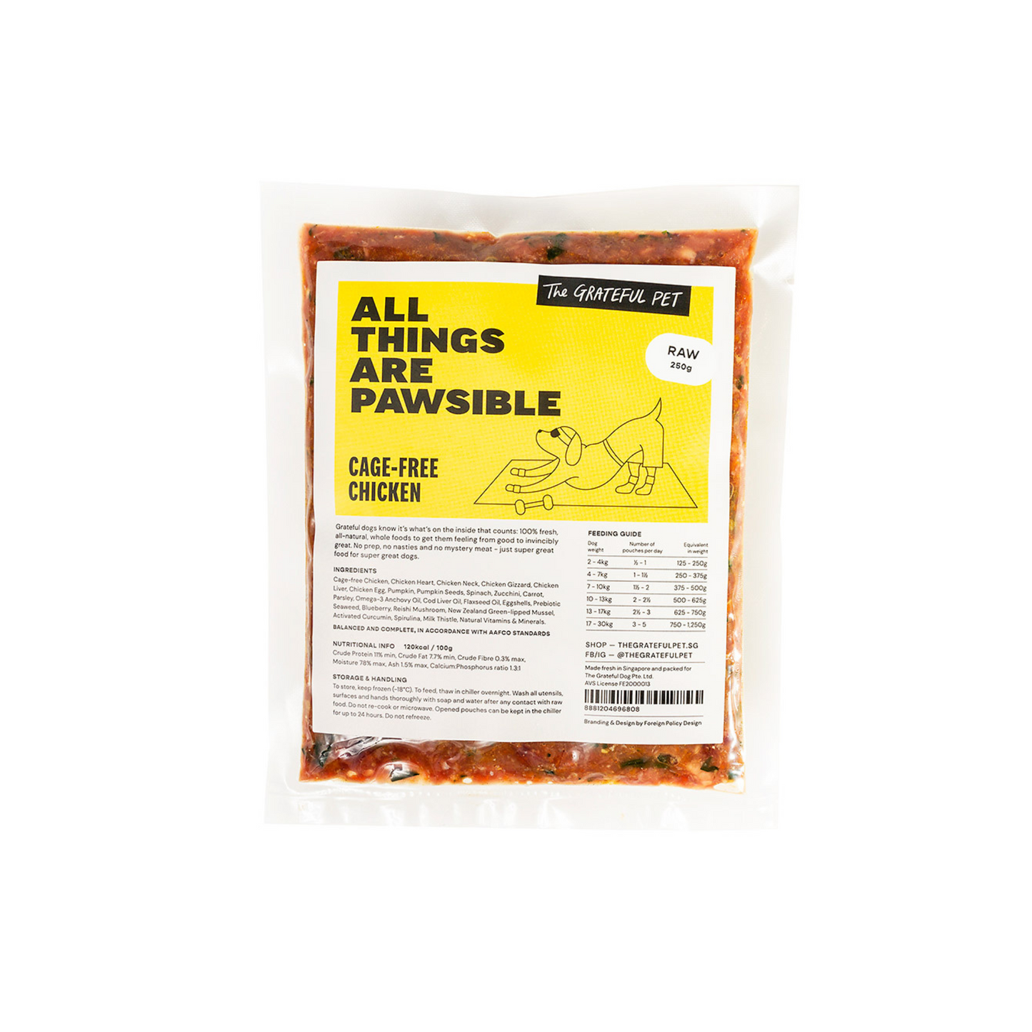 The Grateful Pet Raw Dog Food - Chicken (8 x 250g)