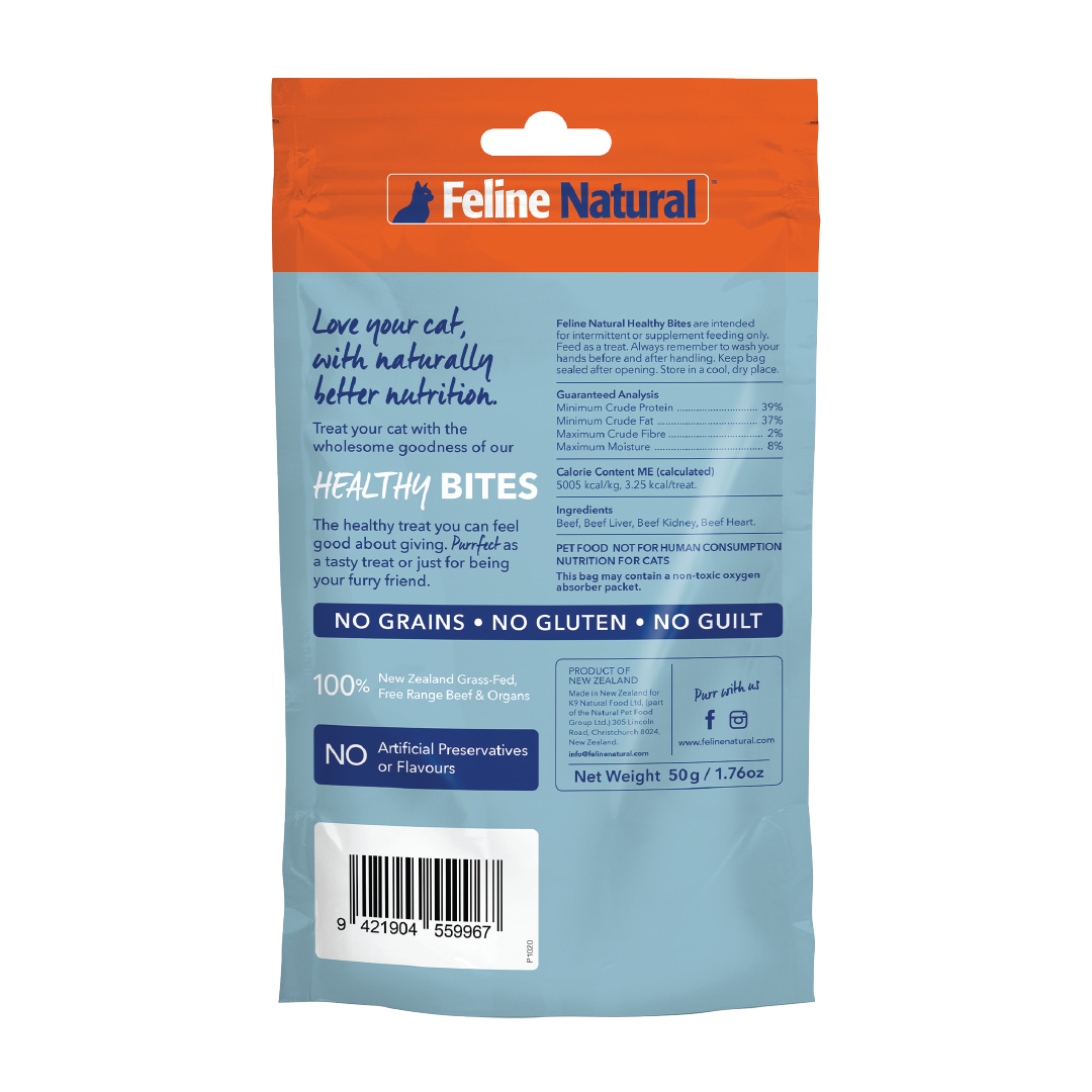 Feline Natural Freeze Dried Healthy Bites Cat Treats - Beef & Organs 50g