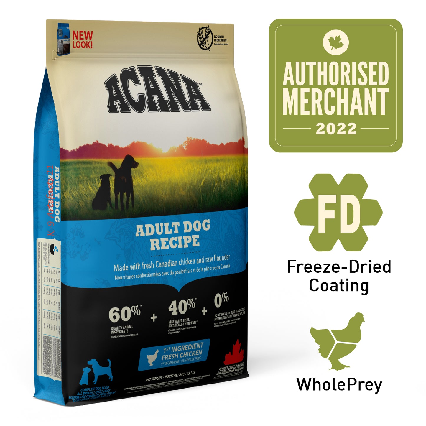 ACANA HERITAGE Freeze-Dried Coated Adult Dog Dry Food (2kg/11.4kg)
