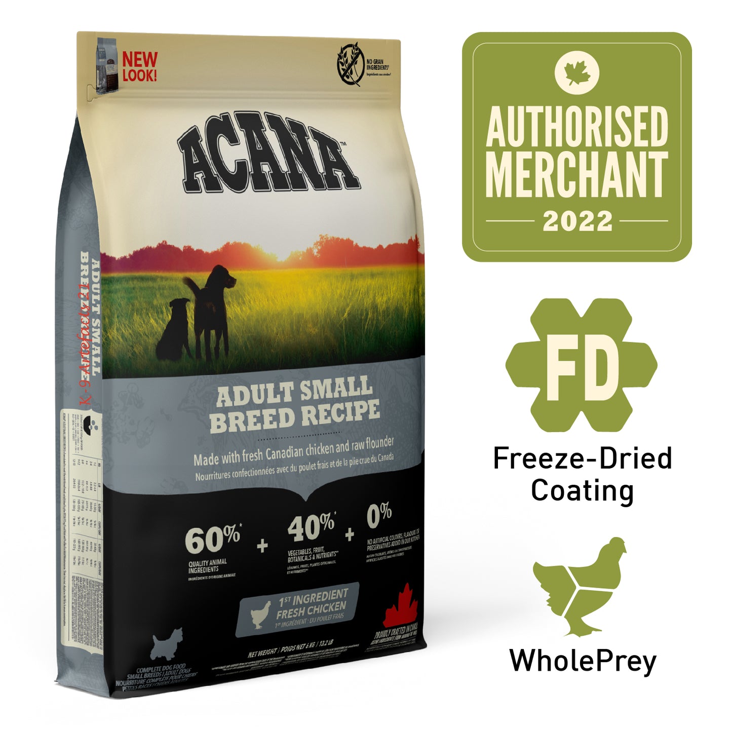 ACANA HERITAGE Freeze-Dried Coated Adult Small Breed Dog Dry Food (2kg/6kg)