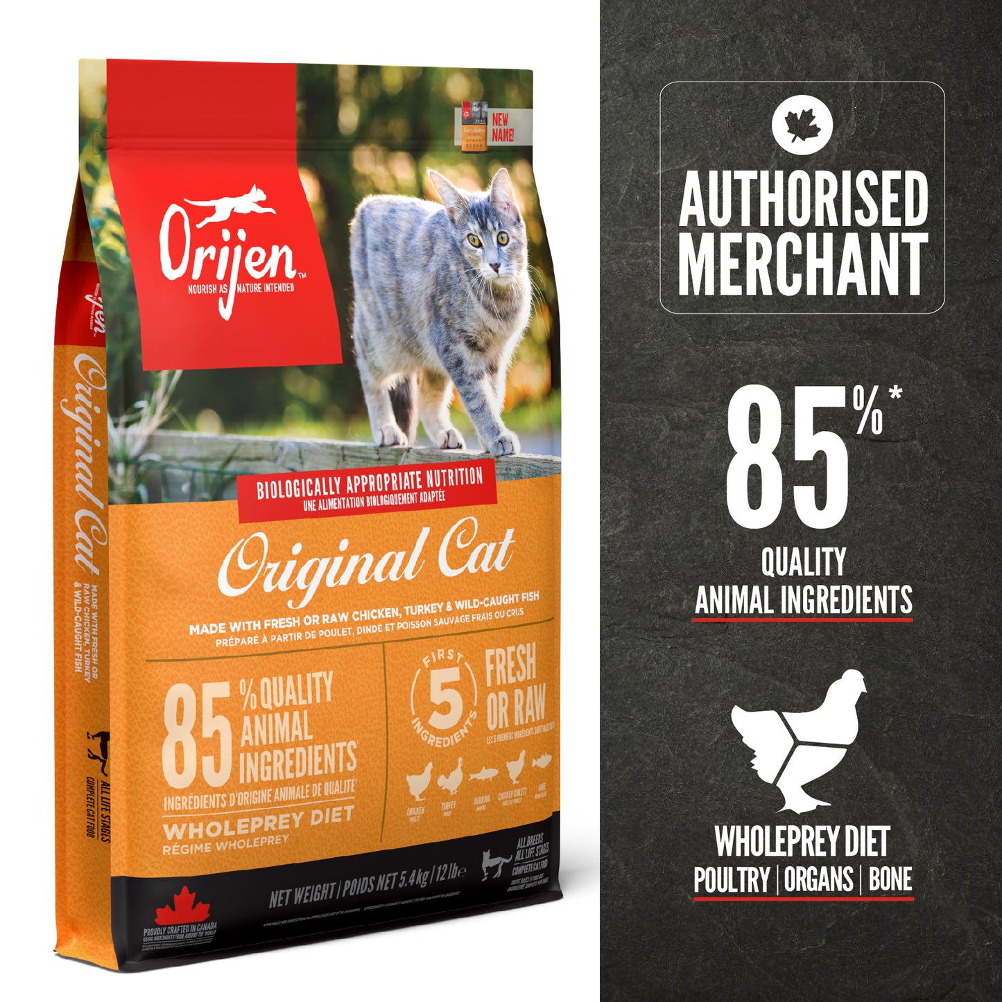 ORIJEN Original Freeze Dried Coated Dry Cat Food 340g/1.8kg