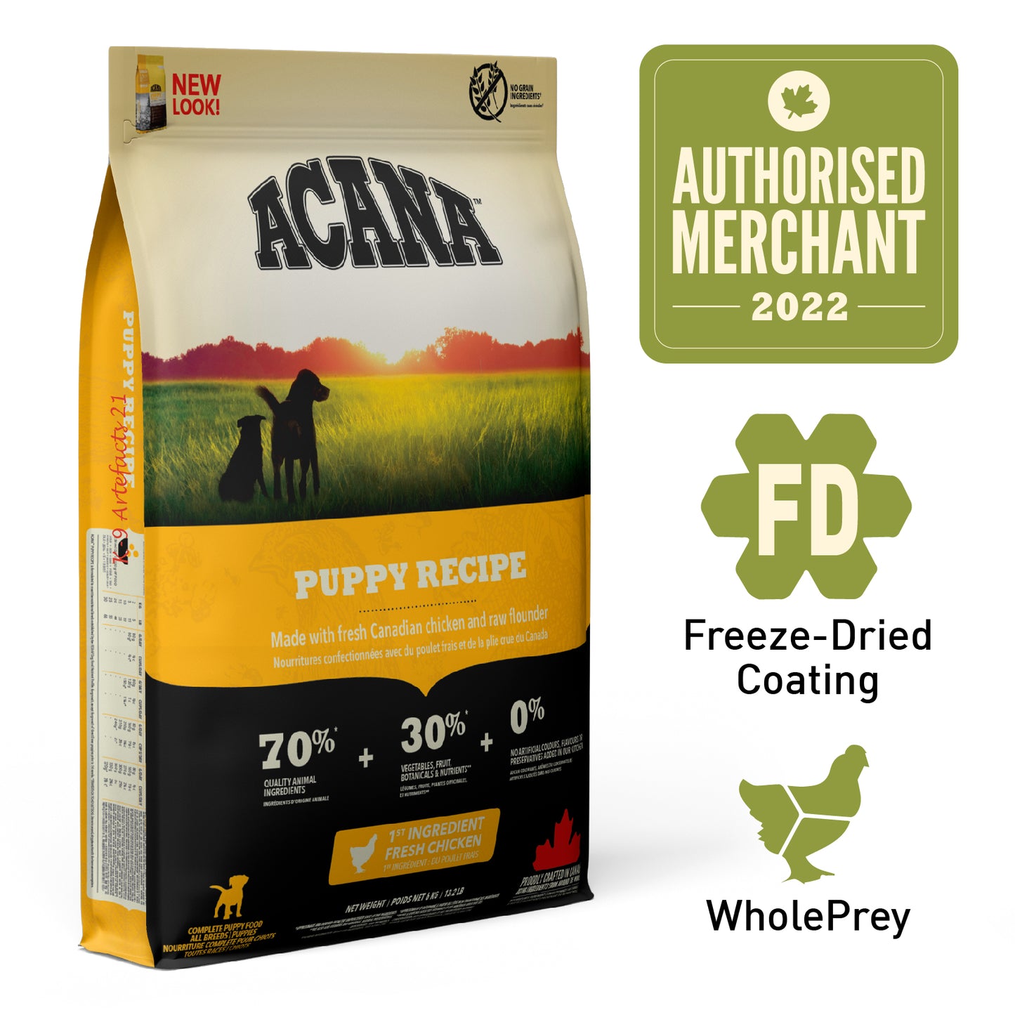 ACANA HERITAGE Freeze-Dried Coated Puppy Dog Dry Food (340g/2kg/6kg/11.4kg)