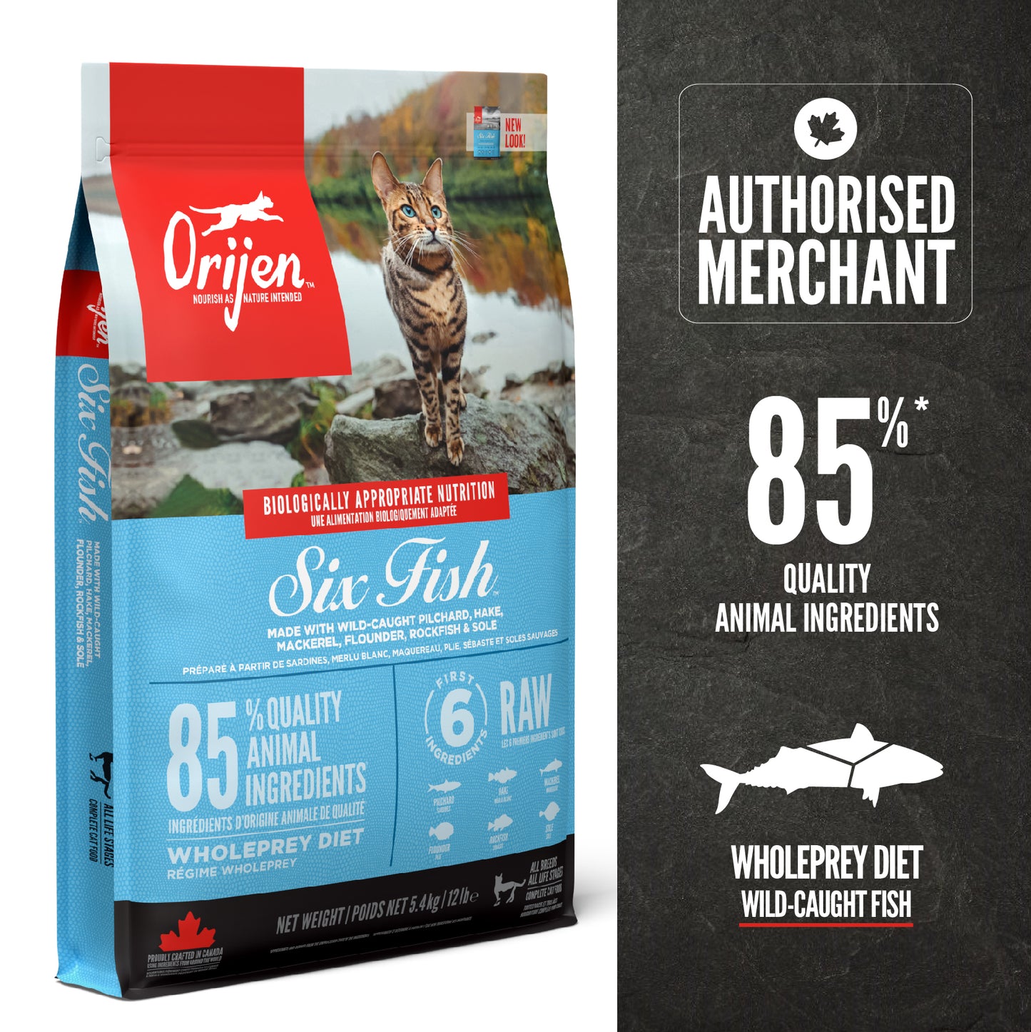 ORIJEN Six Fish Freeze Dried Coated Dry Cat Food 340g/1.8kg