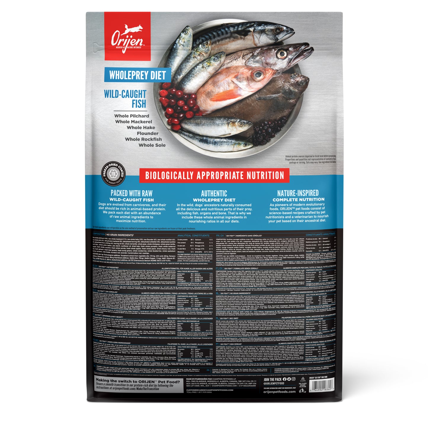 ORIJEN Six Fish Freeze Dried Coated Dry Dog Food 340g/2kg