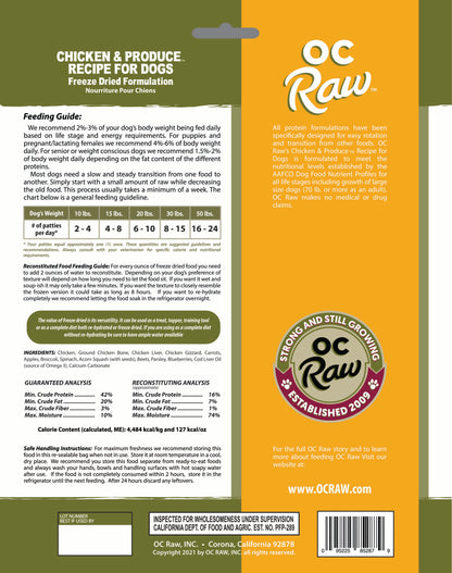 OC Raw Dog Freeze Dried Raw For Dogs - Chicken & Produce Sliders 14oz