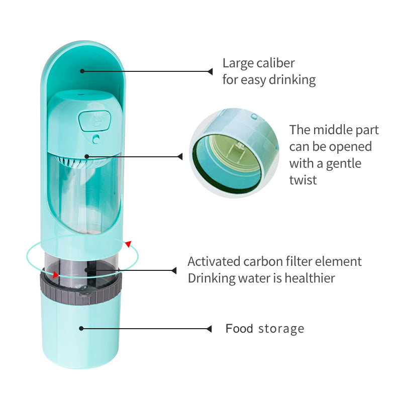 Retractable Travel Water Bottle with Food Storage - BPA Free (4 Colours)