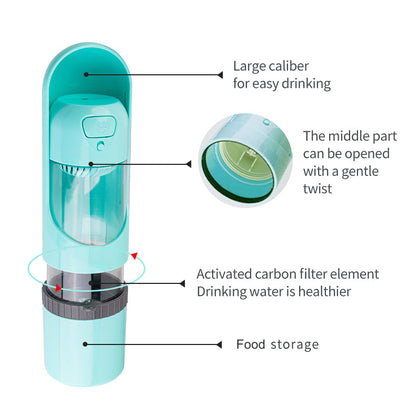 Retractable Travel Water Bottle with Food Storage - BPA Free (4 Colours)