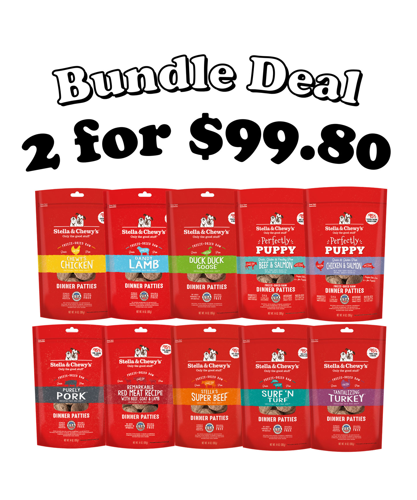 [BUNDLE DEAL] Stella and Chewy's Dinner Patties Freeze Dried Dog Food 14oz x 2
