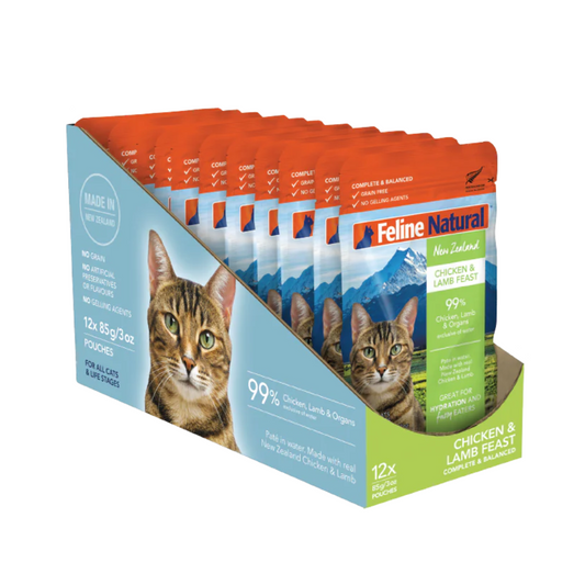 [BUNDLE DEAL] Feline Natural Pouched Chicken & Lamb Cat Food 85g x 12