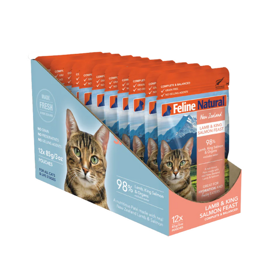 [BUNDLE DEAL] Feline Natural Pouched Lamb & Salmon Cat Food 85g x 12