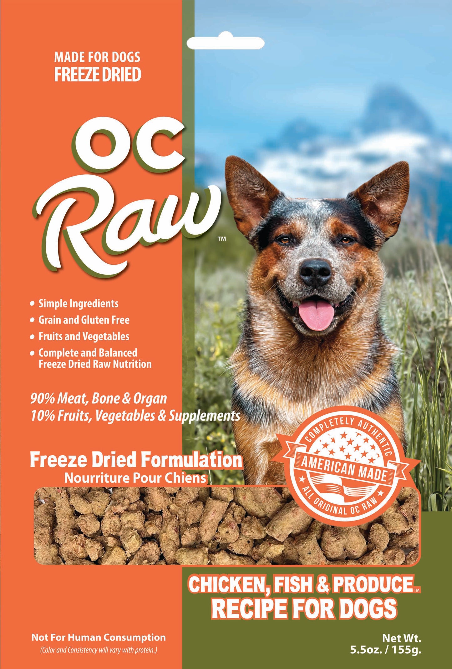 OC Raw Freeze Dried Raw For Dogs - Chicken, Fish & Produce Meaty Rox 5.5oz