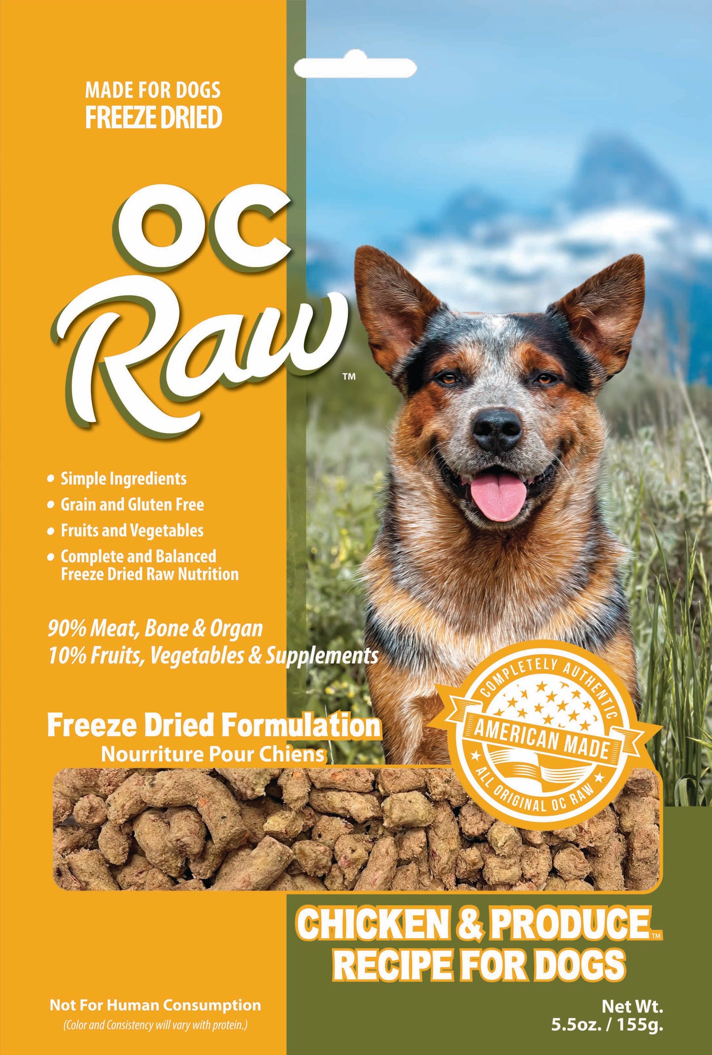 OC Raw Freeze Dried Raw For Dogs - Chicken & Produce Meaty Rox 5.5oz