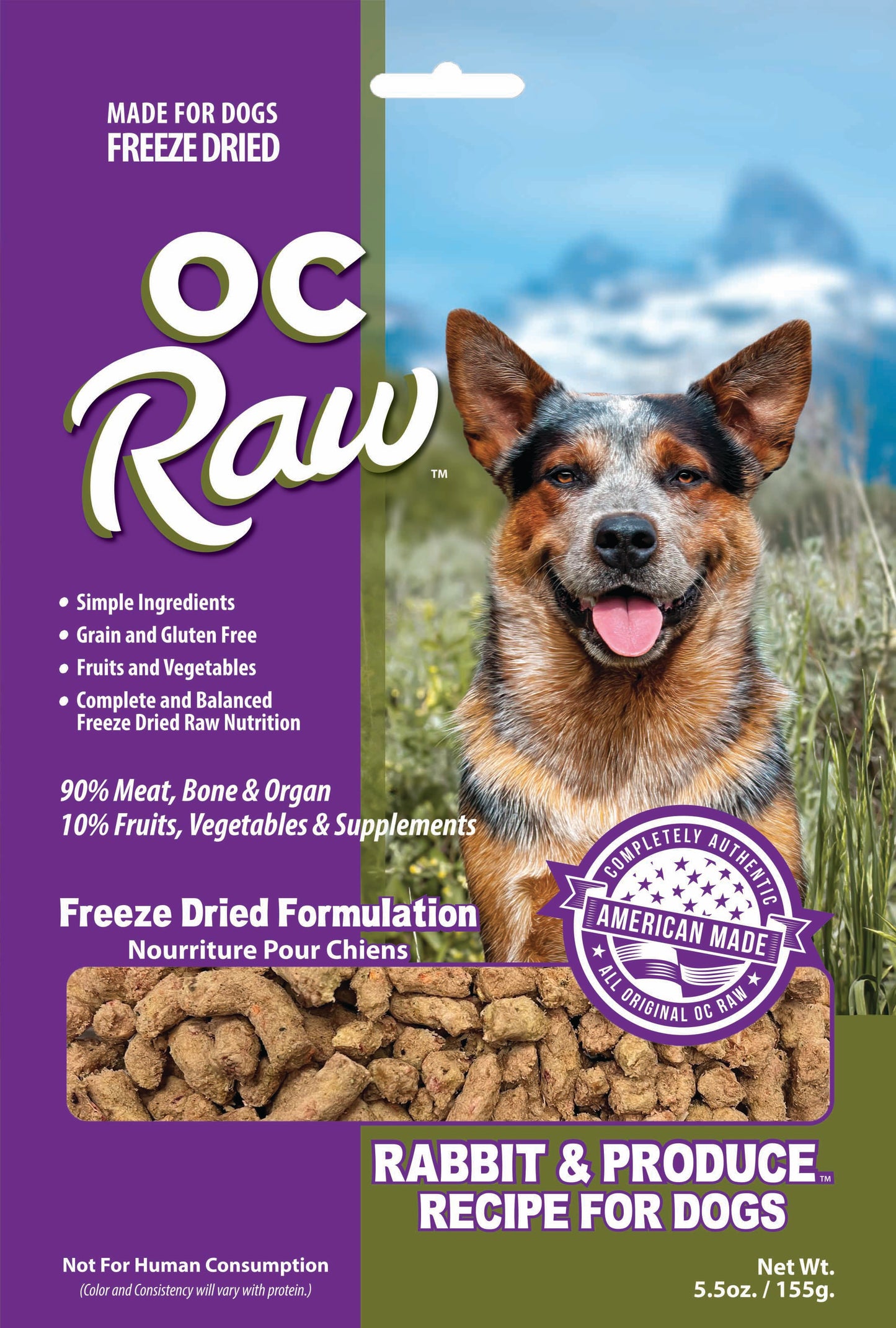 OC Raw Freeze Dried Raw For Dogs - Rabbit & Produce Meaty Rox 5.5oz