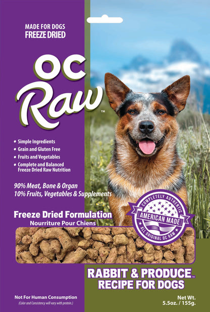 OC Raw Freeze Dried Raw For Dogs - Rabbit & Produce Meaty Rox 5.5oz