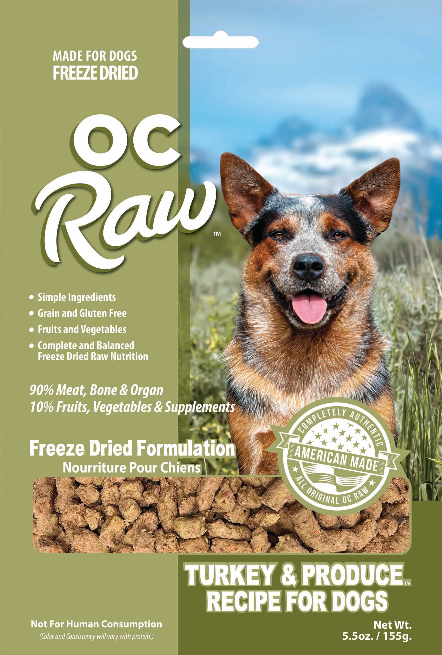 OC Raw Freeze Dried Raw For Dogs - Turkey & Produce Meaty Rox 5.5oz