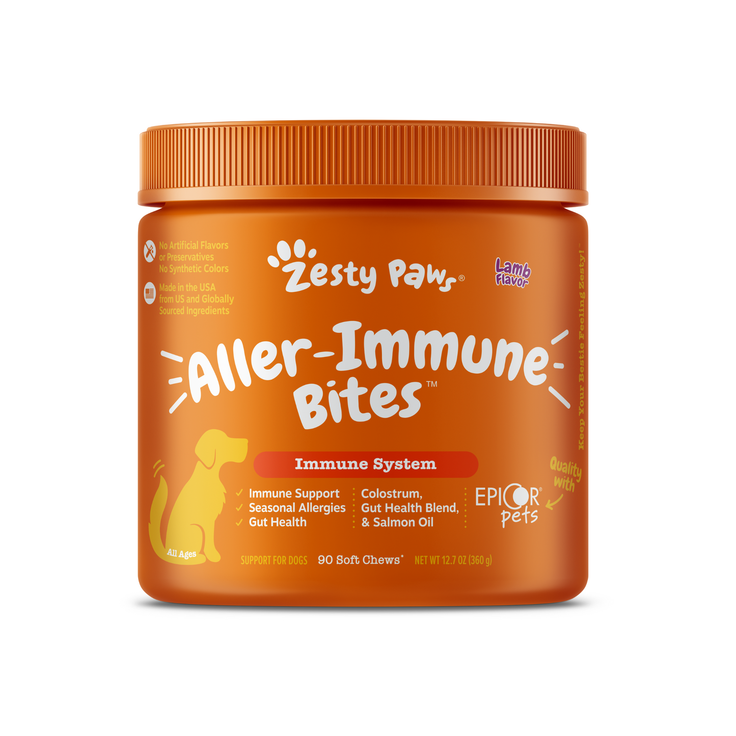 Zesty Paws Aller-Immune Bites 90ct - Jar (Apple Peanut Butter / Lamb)