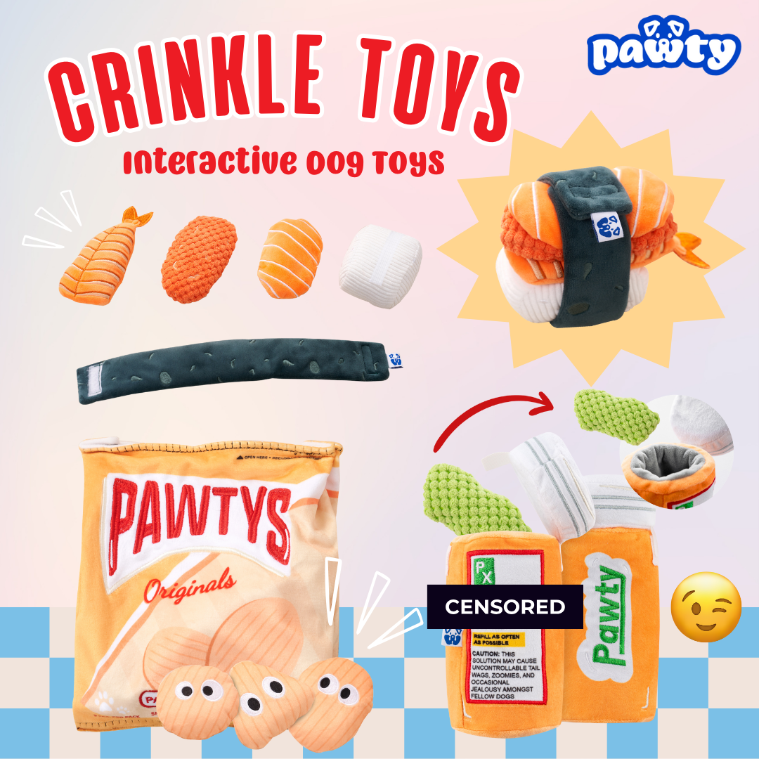 Pawty Interactive Sushi/Chips/CannaPaws Crinkle Dog Toys