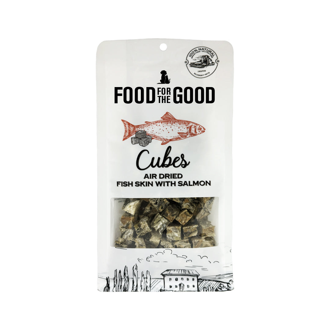 Food For The Good Air Dried Cat & Dog Treats - Salmon & Fish Skin Cubes 120g