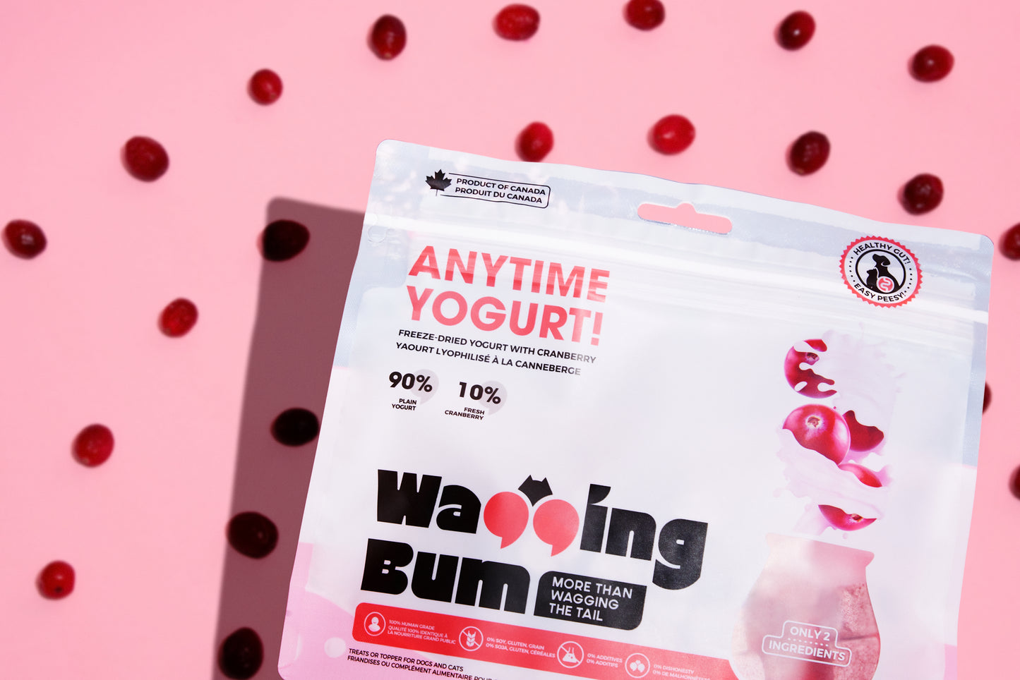 Wagging Bum Anytime Yogurt Freeze Dried Dog & Cat Treat - Cranberry
