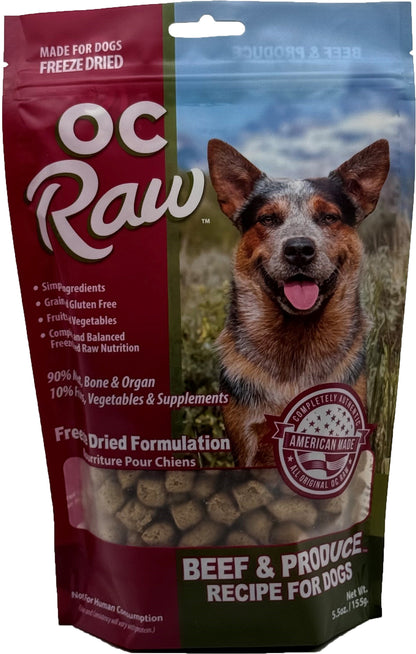 OC Raw Freeze Dried Raw For Dogs - Beef & Produce Meaty Rox 5.5oz