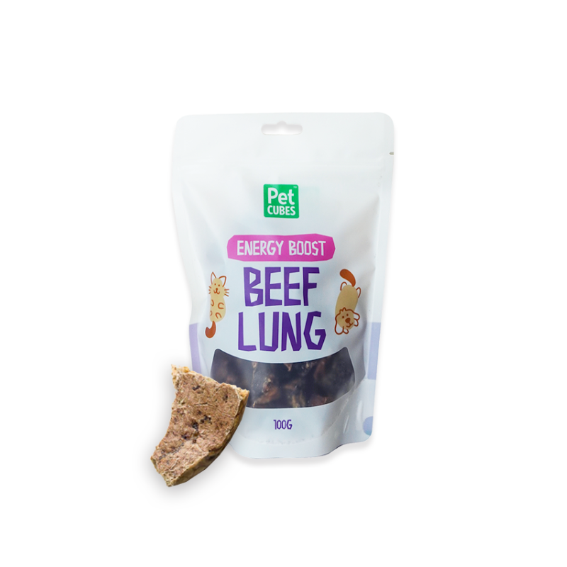 PetCubes Natural Air-Dried Dog & Cat Treats - Beef Lung 100g