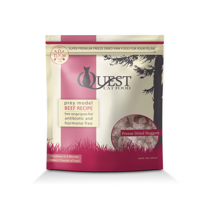 Quest Prey Model Cat Food Freeze Dried Beef Bite Size Nuggets 10oz