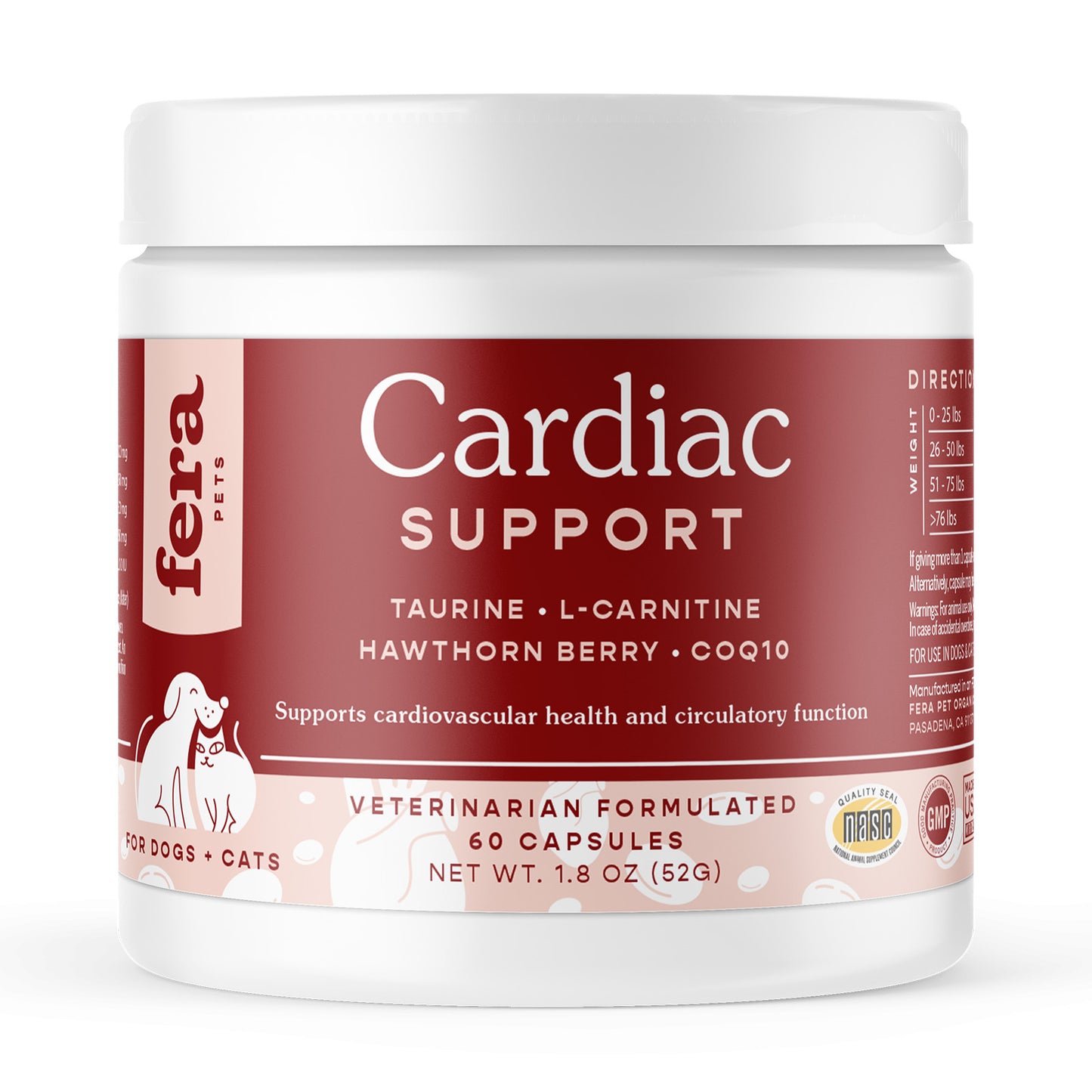 Fera Pets Cardiac Support Supplement For Dogs & Cats (60 capsules) 1.8oz