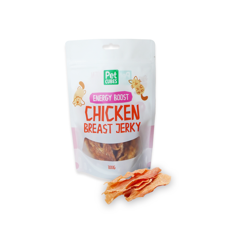 PetCubes Natural Air-Dried Dog & Cat Treats - Chicken Breast Jerky 100g