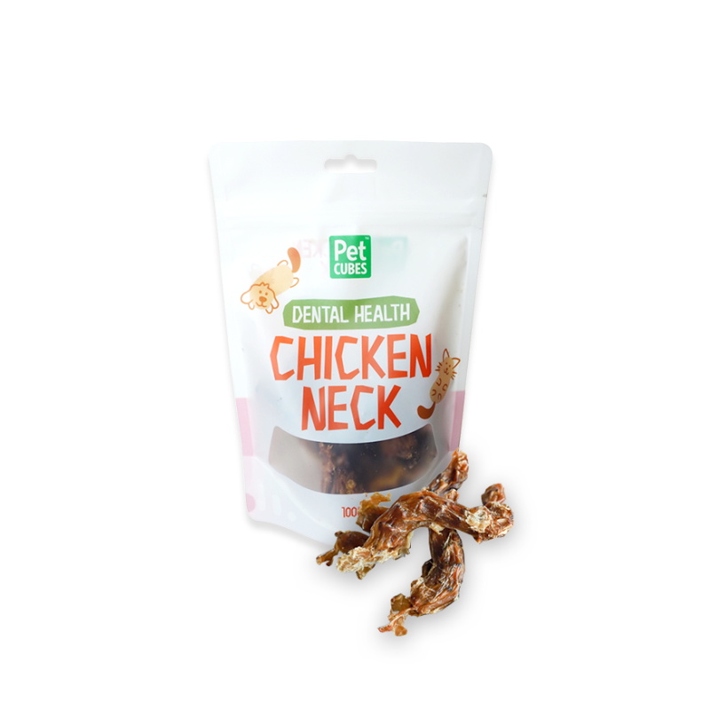 PetCubes Natural Air-Dried Dog & Cat Treats - Chicken Neck 100g