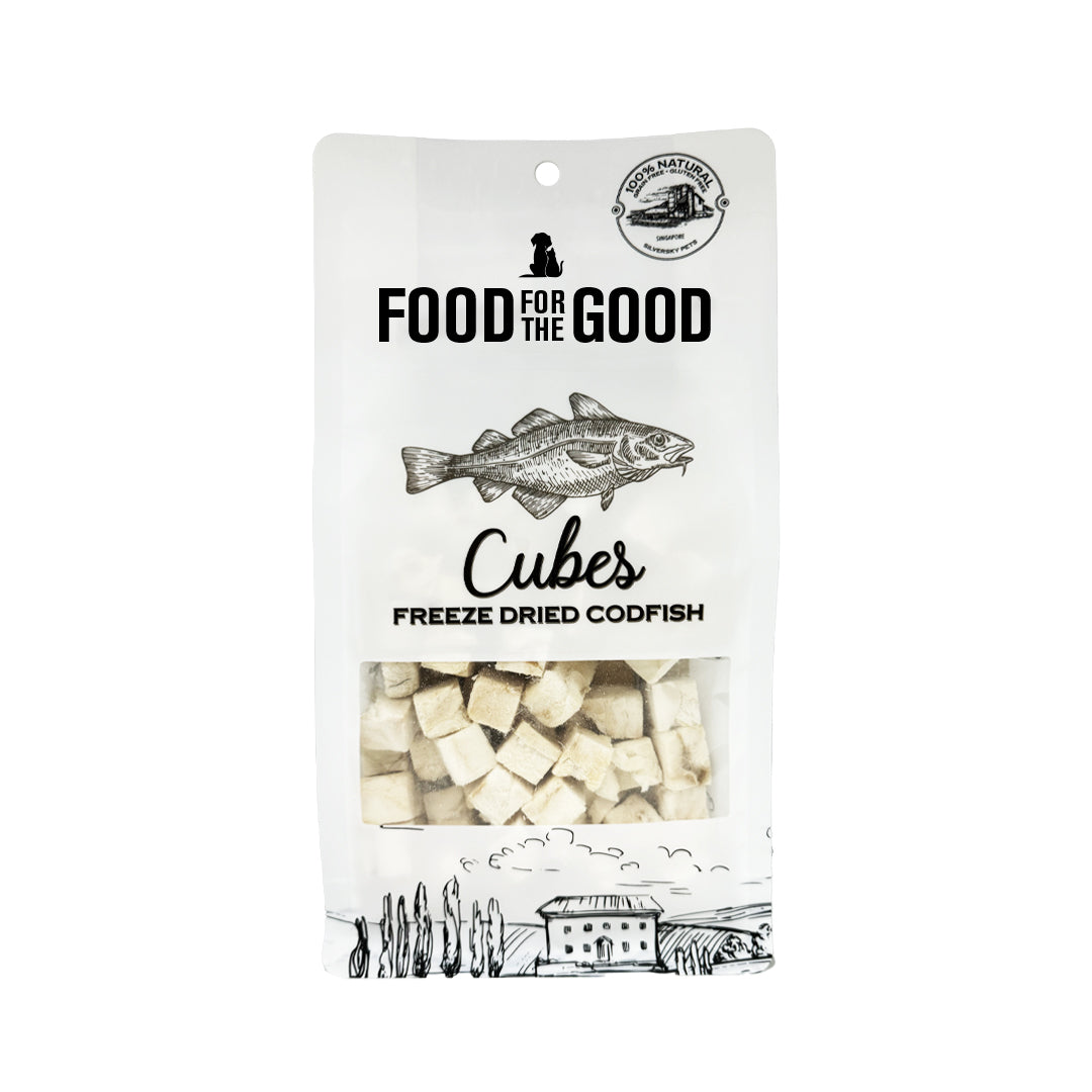 Food For The Good Freeze Dried Cat & Dog Treats - Cod Fish Cubes 50g
