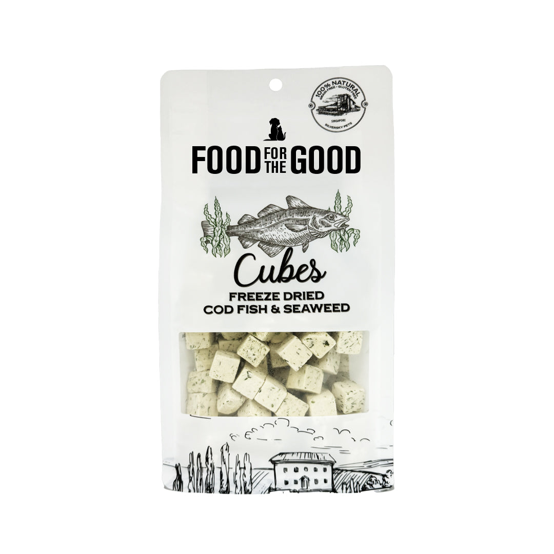 Food For The Good Freeze Dried Cat & Dog Treats - Codfish & Seaweed Cubes 70g