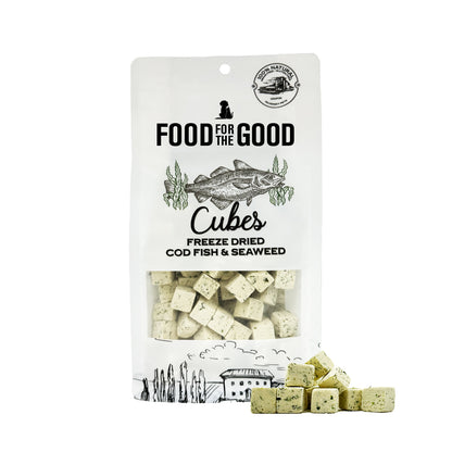 Food For The Good Freeze Dried Cat & Dog Treats - Codfish & Seaweed Cubes 70g