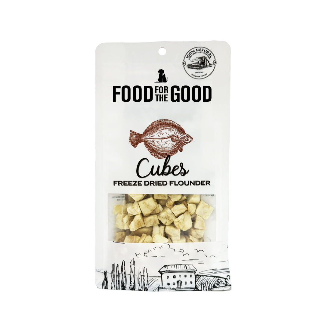 Food For The Good Freeze Dried Cat & Dog Treats - Flounder Cubes 40g