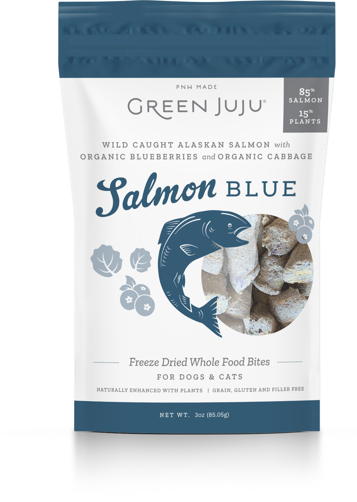 Green Juju Whole Food Bites Freeze Dried Toppers - Salmon Blue (2 Sizes)