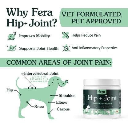 Fera Pets Hips & Joints Supplement For Dogs (90 count soft chews) NEW FORMULA 12oz