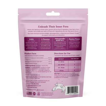 Fera Pet Organics Calm Goat Milk Topper Supplement Powder For Dogs & Cats 180g