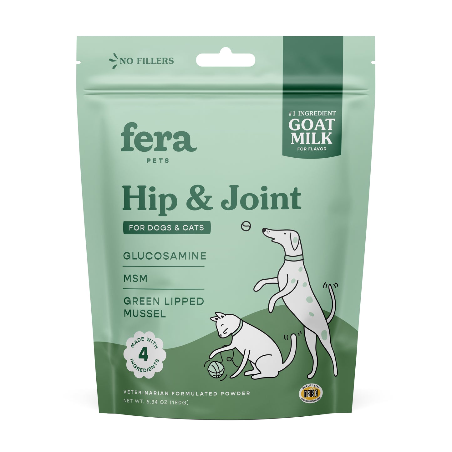 Fera Pet Organics Hip & Joint Goat Milk Topper Supplement Powder For Dogs & Cats 180g