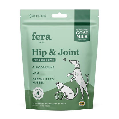 Fera Pets Hip & Joint Goat Milk Topper Supplement Powder For Dogs & Cats 180g