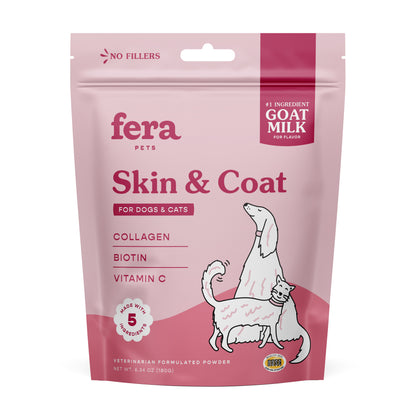 Fera Pet Organics Skin & Coat Goat Milk Topper Supplement Powder For Dogs & Cats 180g
