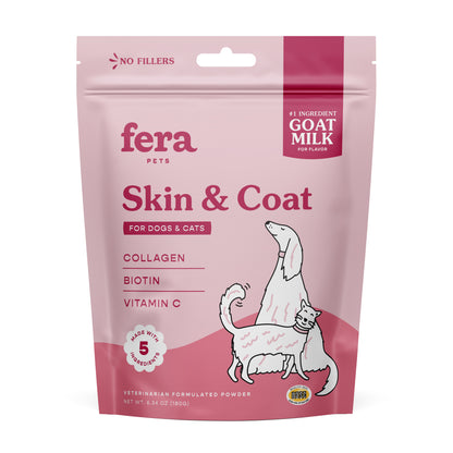 Fera Pets Skin & Coat Goat Milk Topper Supplement Powder For Dogs & Cats 180g