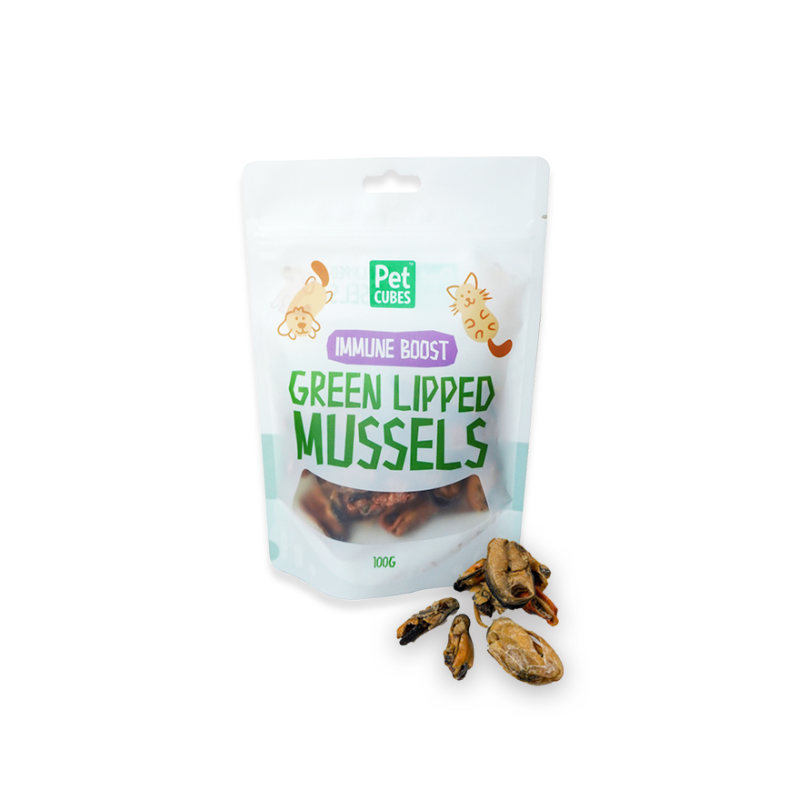 PetCubes Natural Air-Dried Dog & Cat Treats - Green Lipped Mussels 100g