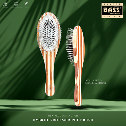 Bass Brushes Hybrid Groomer Pet Brush - Striped Finish (3 Sizes)
