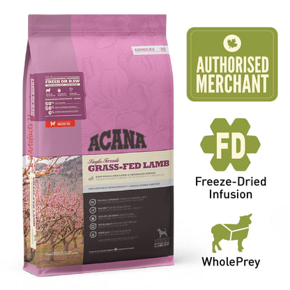 ACANA SINGLES Freeze-Dried Infused Grass-Fed Lamb Dry Dog Food (2kg/6kg/11.4kg)
